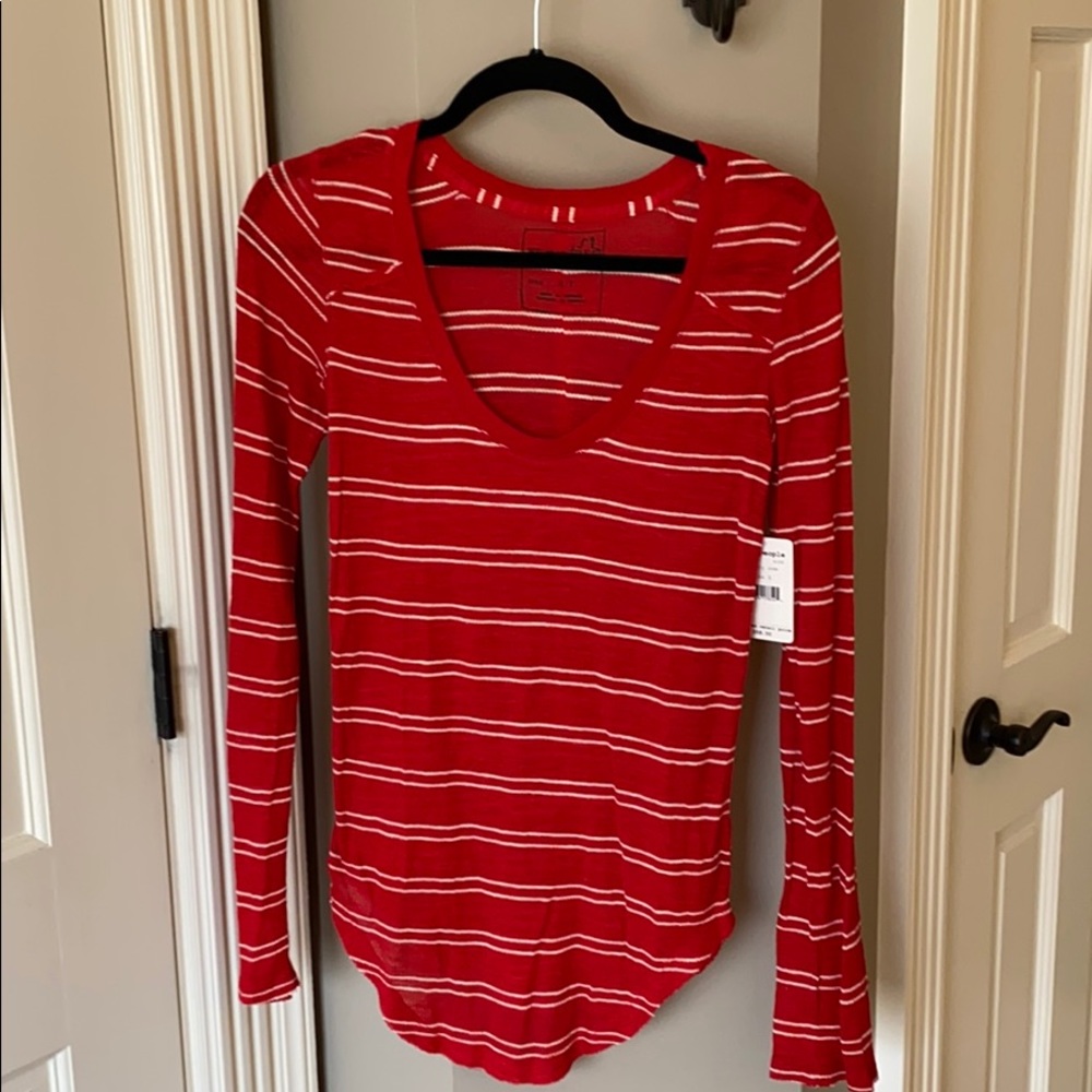 Free People layering tee, red, size S